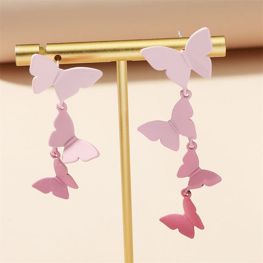 Wholesale Butterfly Patchwork Asymmetric Alloy Earrings JDC-ES-GANL010 Earrings 甘来 01 Wholesale Jewelry JoyasDeChina Joyas De China