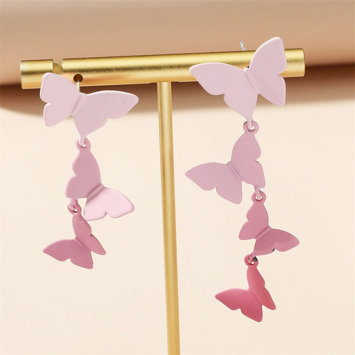 Wholesale Butterfly Patchwork Asymmetric Alloy Earrings JDC-ES-GANL010 Earrings 甘来 01 Wholesale Jewelry JoyasDeChina Joyas De China