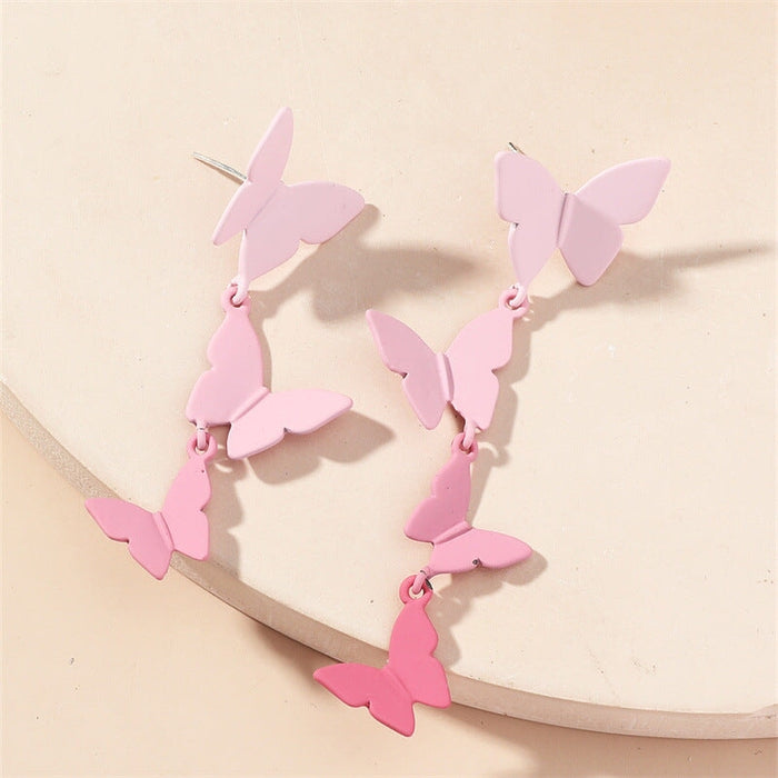 Wholesale Butterfly Patchwork Asymmetric Alloy Earrings JDC-ES-GANL010 Earrings 甘来 Wholesale Jewelry JoyasDeChina Joyas De China