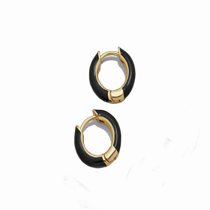 Wholesale C Shape Hoop Rhinestone Set Alloy Zircon Earrings JDC-ES-Ruol001 Earrings 若龙 20058 black a9-2-4-6 Wholesale Jewelry JoyasDeChina Joyas De China