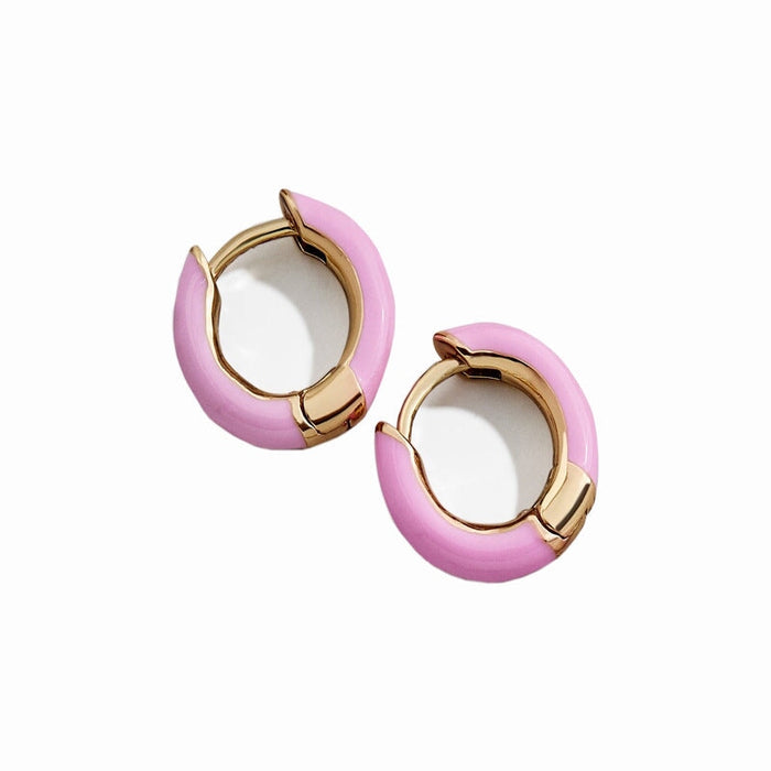 Wholesale C Shape Hoop Rhinestone Set Alloy Zircon Earrings JDC-ES-Ruol001 Earrings 若龙 20058 pink A9-2-5-3 Wholesale Jewelry JoyasDeChina Joyas De China