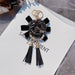 Wholesale Camellia Pearl Alloy Flannel Tassel Keychain JDC-KC-LX047 Keychains 恋希 black Wholesale Jewelry JoyasDeChina Joyas De China