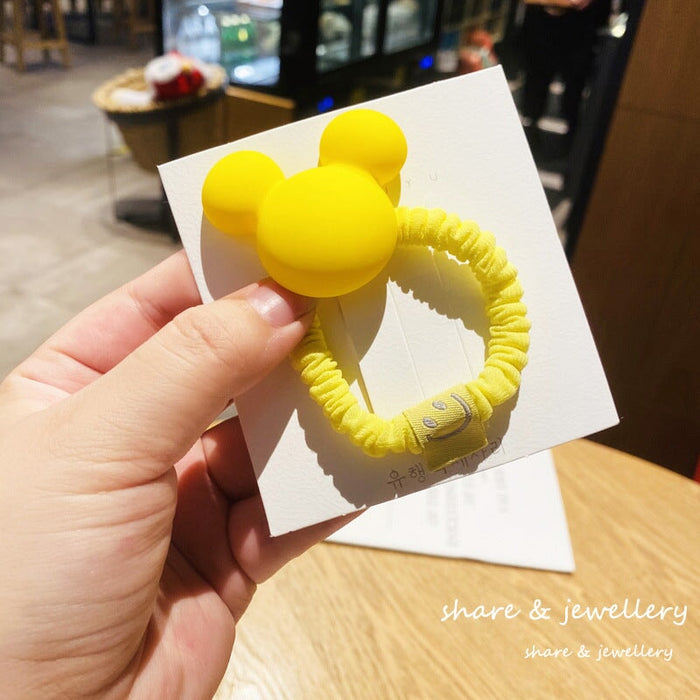 Wholesale candy color smiley face fold leather band (F) JDC-HS-QianY002 Hair Scrunchies 茜月 Yellow Wholesale Jewelry JoyasDeChina Joyas De China