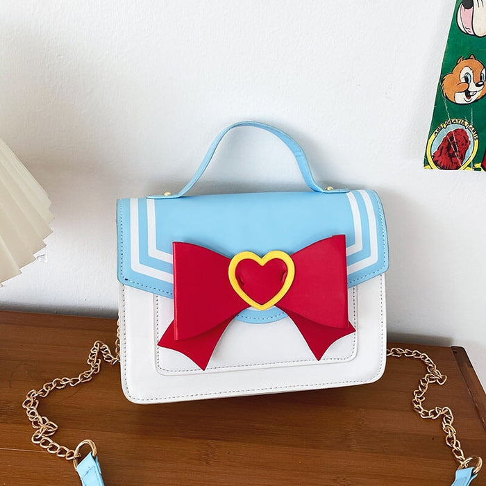 Wholesale Cartoon Beauty Girl Bow PU Messenger Bag JDC-SD-Hanc005 Shoulder Bags 韩创 light blue Wholesale Jewelry JoyasDeChina Joyas De China