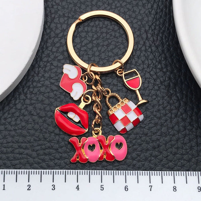 Wholesale Cartoon Oil Dropping Red Love Bag Red Lip Keychain Bag Jewelry Pendant Keychains JoyasDeChina Wholesale Jewelry JoyasDeChina Joyas De China