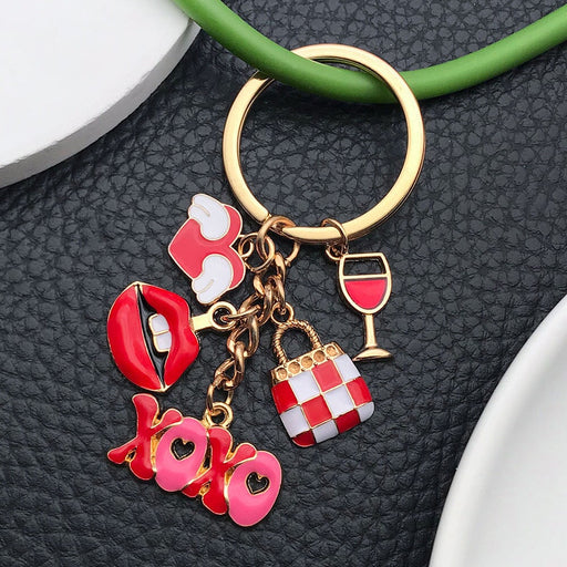 Wholesale Cartoon Oil Dropping Red Love Bag Red Lip Keychain Bag Jewelry Pendant Keychains JoyasDeChina Wholesale Jewelry JoyasDeChina Joyas De China