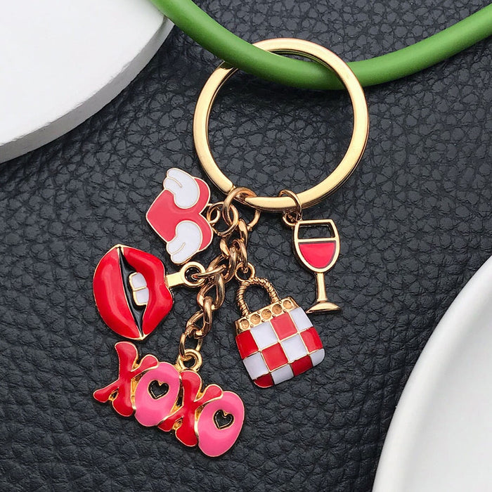 Wholesale Cartoon Oil Dropping Red Love Bag Red Lip Keychain Bag Jewelry Pendant Keychains JoyasDeChina Wholesale Jewelry JoyasDeChina Joyas De China