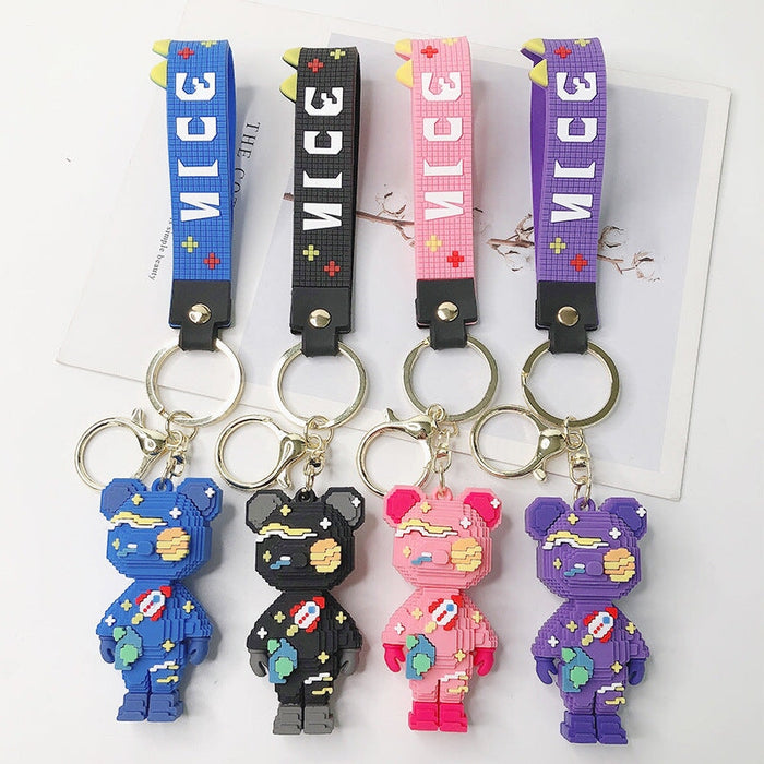 Wholesale Cartoon Space Bear Silicone Keychain JDC-KC-FeiRun010 Keychains 飞润 Wholesale Jewelry JoyasDeChina Joyas De China