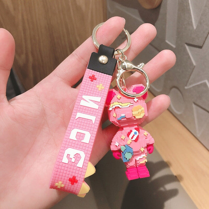 Wholesale Cartoon Space Bear Silicone Keychain JDC-KC-FeiRun010 Keychains 飞润 pink Wholesale Jewelry JoyasDeChina Joyas De China