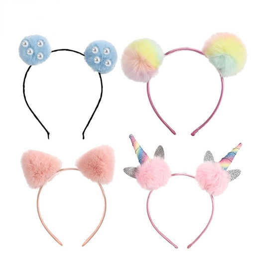 Wholesale cat ears imitation rex rabbit fur children's hair ball headband (F)JDC-HD-PRY001 Headband 彭日耀 Wholesale Jewelry JoyasDeChina Joyas De China