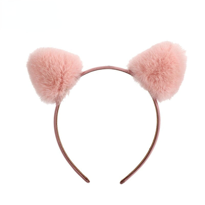 Wholesale cat ears imitation rex rabbit fur children's hair ball headband (F)JDC-HD-PRY001 Headband 彭日耀 sanjiao pink Wholesale Jewelry JoyasDeChina Joyas De China