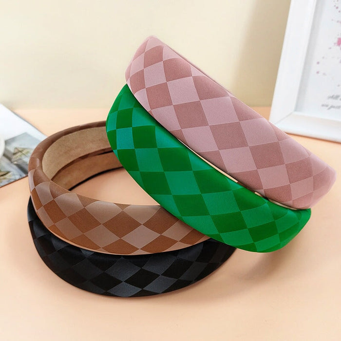 Wholesale checkerboard sponge fabric headband JDC-HD-O381 Headband 潮炫 Wholesale Jewelry JoyasDeChina Joyas De China