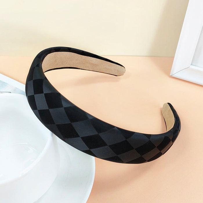 Wholesale checkerboard sponge fabric headband JDC-HD-O381 Headband 潮炫 black Wholesale Jewelry JoyasDeChina Joyas De China