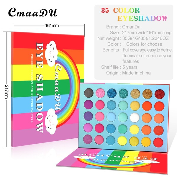 Wholesale CmaaDu 35 Colors Rainbow Matte Metal Waterproof Glitter Eyeshadow PaletteJDC-SH-Nic007 eyeshadow 尼采 Wholesale Jewelry JoyasDeChina Joyas De China