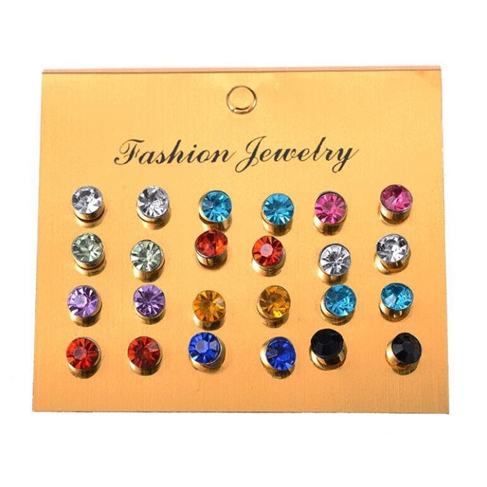 Wholesale Color Flash Rhinestone Plated Metal Earrings Set JDC-ES-Yizhong003 Earrings 怡众 01 Wholesale Jewelry JoyasDeChina Joyas De China