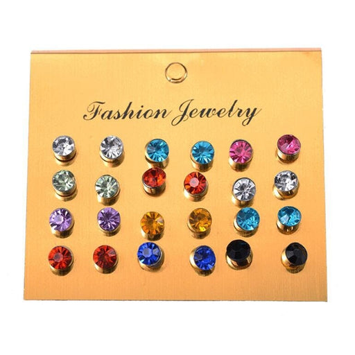 Wholesale Color Flash Rhinestone Plated Metal Earrings Set JDC-ES-Yizhong003 Earrings 怡众 Wholesale Jewelry JoyasDeChina Joyas De China