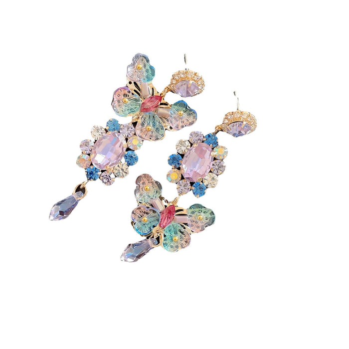Wholesale Color Rhinestone Butterfly Copper Earrings JDC-ES-JW016 Earrings 佳伟 Wholesale Jewelry JoyasDeChina Joyas De China