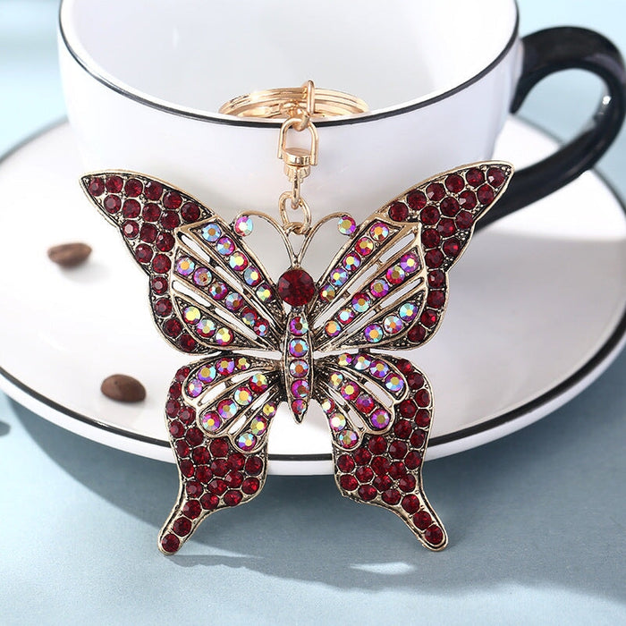 Wholesale Color Rhinestone Hollow Butterfly Alloy Keychain MOQ≥2 JDC-KC-ChaoK001 Keychains 超凯 red Wholesale Jewelry JoyasDeChina Joyas De China