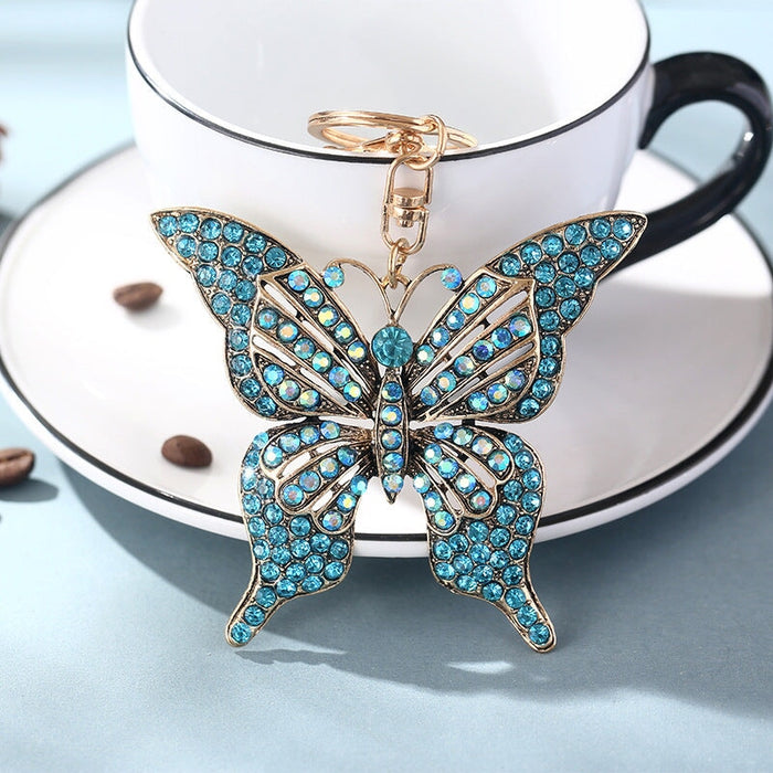 Wholesale Color Rhinestone Hollow Butterfly Alloy Keychain MOQ≥2 JDC-KC-ChaoK001 Keychains 超凯 sky blue Wholesale Jewelry JoyasDeChina Joyas De China