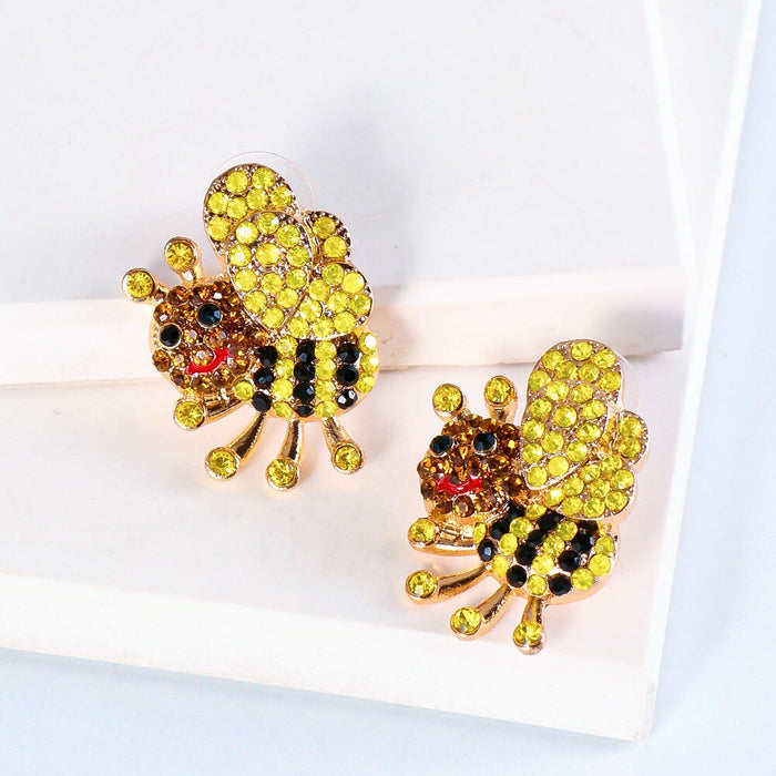 Wholesale Colored Rhinestone Bee Alloy Earrings JDC-ES-JJ357 Earrings 聚嘉 Wholesale Jewelry JoyasDeChina Joyas De China