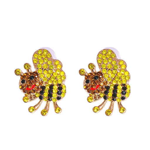 Wholesale Colored Rhinestone Bee Alloy Earrings JDC-ES-JJ357 Earrings 聚嘉 55347 Wholesale Jewelry JoyasDeChina Joyas De China
