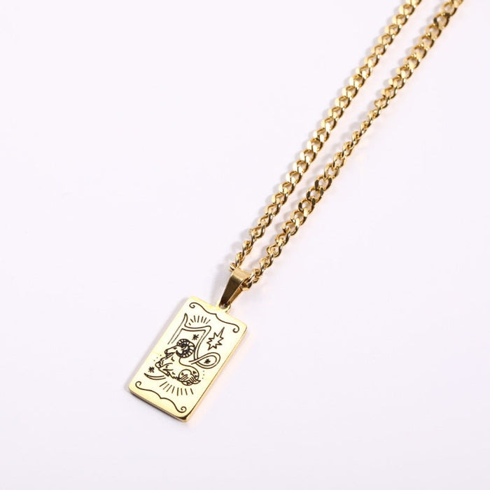 Wholesale Constellation Pendant Stainless Steel Gold Plated Necklace JDC-NE-Jif052 Necklaces 集沣 Wholesale Jewelry JoyasDeChina Joyas De China