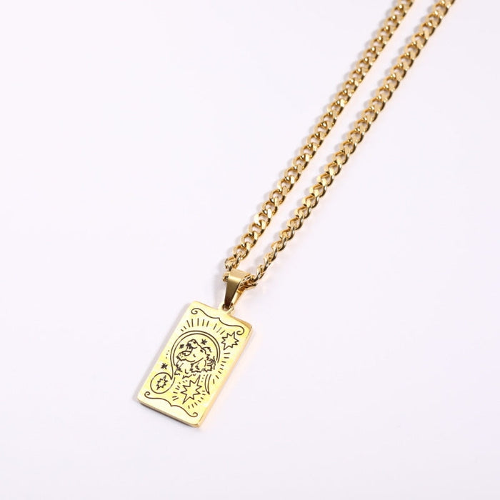 Wholesale Constellation Pendant Stainless Steel Gold Plated Necklace JDC-NE-Jif052 Necklaces 集沣 shizizuo Wholesale Jewelry JoyasDeChina Joyas De China