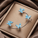 Wholesale Copper Blue Butterfly Earrings JDC-ES-GM001 Earrings 冈麦 Wholesale Jewelry JoyasDeChina Joyas De China