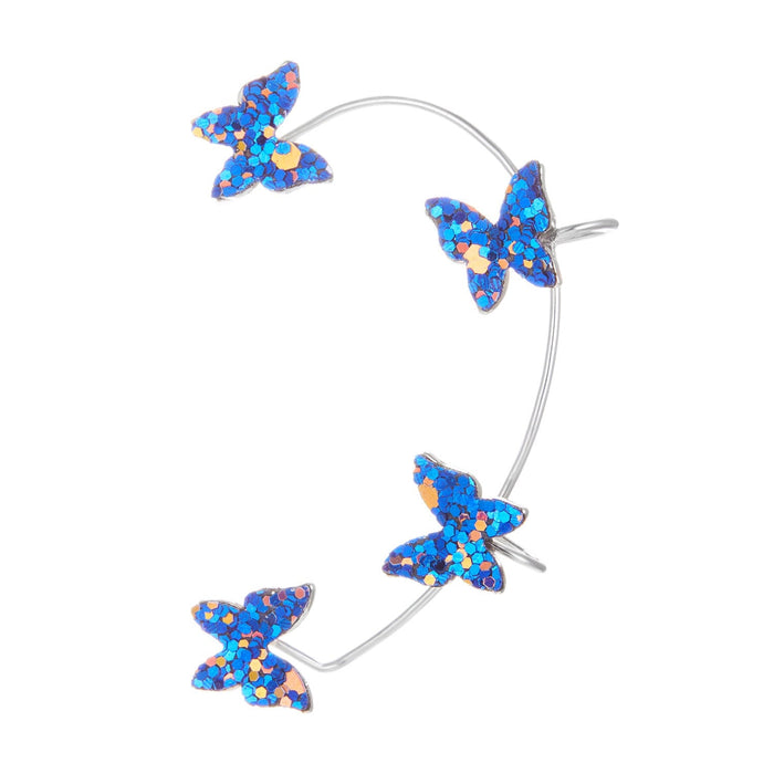 Wholesale Copper Blue Butterfly Earrings JDC-ES-GM001 Earrings 冈麦 Dark blue sequins left Wholesale Jewelry JoyasDeChina Joyas De China