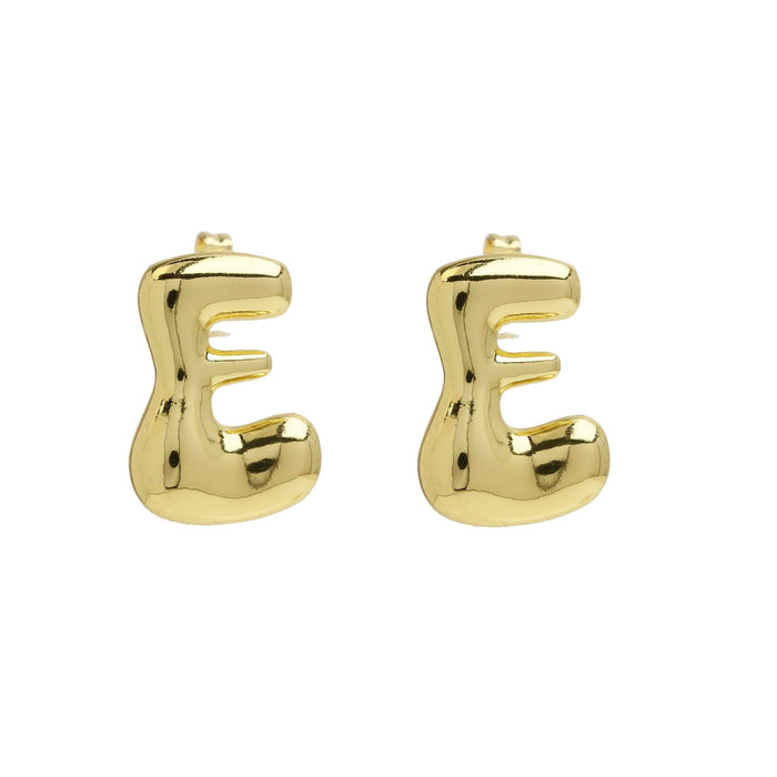 Wholesale copper plated 18k real gold bubble balloon 26 English letter earrings Earrings JoyasDeChina E Wholesale Jewelry JoyasDeChina Joyas De China