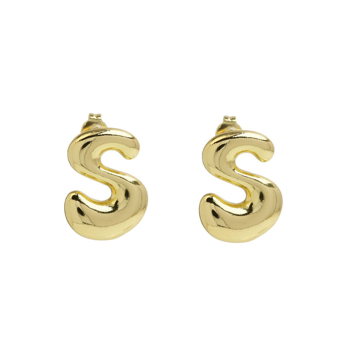 Wholesale copper plated 18k real gold bubble balloon 26 English letter earrings Earrings JoyasDeChina S Wholesale Jewelry JoyasDeChina Joyas De China