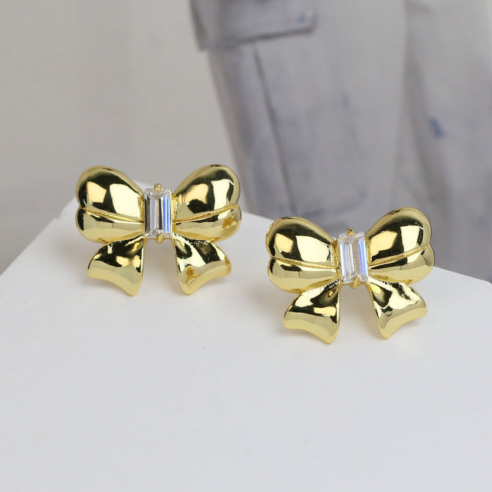 Wholesale copper plated gold bow earrings women's simple wind personality earrings Earrings JoyasDeChina Wholesale Jewelry JoyasDeChina Joyas De China