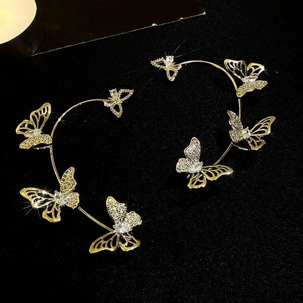 Wholesale Copper Silver Hollow Butterfly Ear Clip Earrings JDC-ES-GM002 Earrings 冈麦 Wholesale Jewelry JoyasDeChina Joyas De China