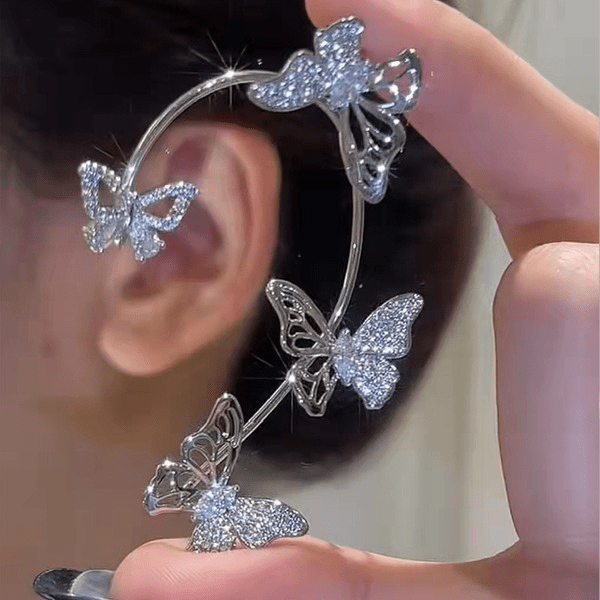 Wholesale Copper Silver Hollow Butterfly Ear Clip Earrings JDC-ES-GM002 Earrings 冈麦 Wholesale Jewelry JoyasDeChina Joyas De China