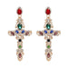 Wholesale cross alloy frame earrings JDC-ES-LIUM016 Earrings 榴芒 Gold + color Wholesale Jewelry JoyasDeChina Joyas De China