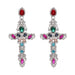 Wholesale cross alloy frame earrings JDC-ES-LIUM016 Earrings 榴芒 Silver + color Wholesale Jewelry JoyasDeChina Joyas De China