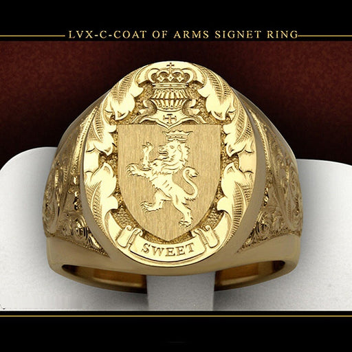 Wholesale Crown Lion Shield Badge Plated 18k Gold Alloy Ring JDC-RS-Sanj009 Rings 三杰 Wholesale Jewelry JoyasDeChina Joyas De China