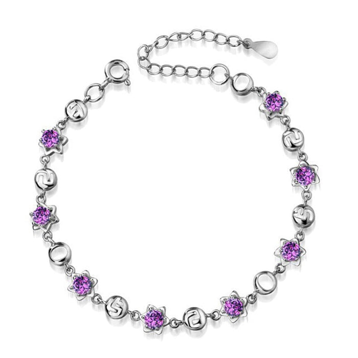 Wholesale Crystal Copper Silver Plated Bracelet JDC-BT-Ffei005 Bracelet 菲菲 purple Wholesale Jewelry JoyasDeChina Joyas De China