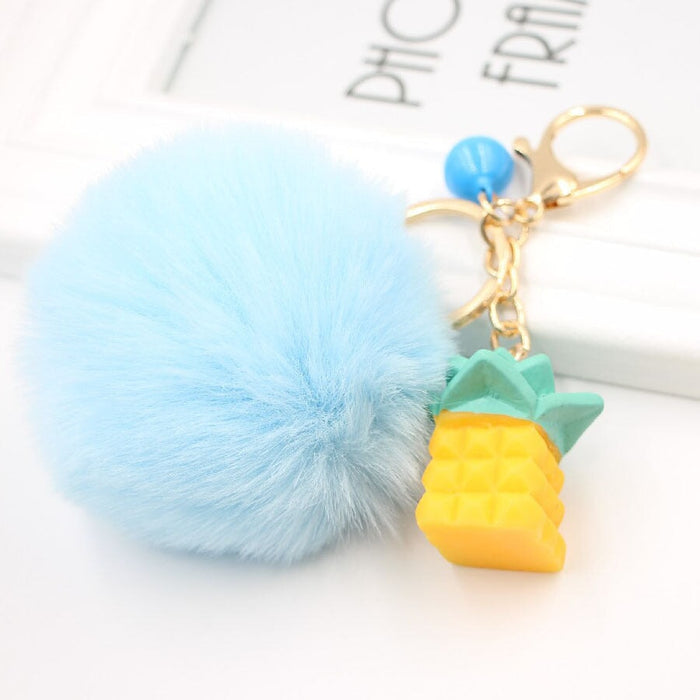 Wholesale Cut Faced Fruit Hair Ball Alloy Imitation Rex Rabbit Hair Pom Pom Keychain JDC-KC-Zuge016 Keychains 祖格 Wholesale Jewelry JoyasDeChina Joyas De China