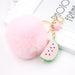 Wholesale Cut Faced Fruit Hair Ball Alloy Imitation Rex Rabbit Hair Pom Pom Keychain JDC-KC-Zuge016 Keychains 祖格 watermelon / Wholesale Jewelry JoyasDeChina Joyas De China