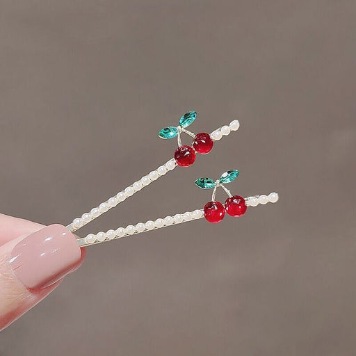 Wholesale Cute Cherry Hairpin Pearl Side Clip Fringe Hair Clip Hairpin Headwear Hair Clips JoyasDeChina Wholesale Jewelry JoyasDeChina Joyas De China