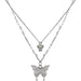 Wholesale diamond butterfly double-layer necklace women's geometric necklace simple clavicle chain Necklaces JoyasDeChina Wholesale Jewelry JoyasDeChina Joyas De China