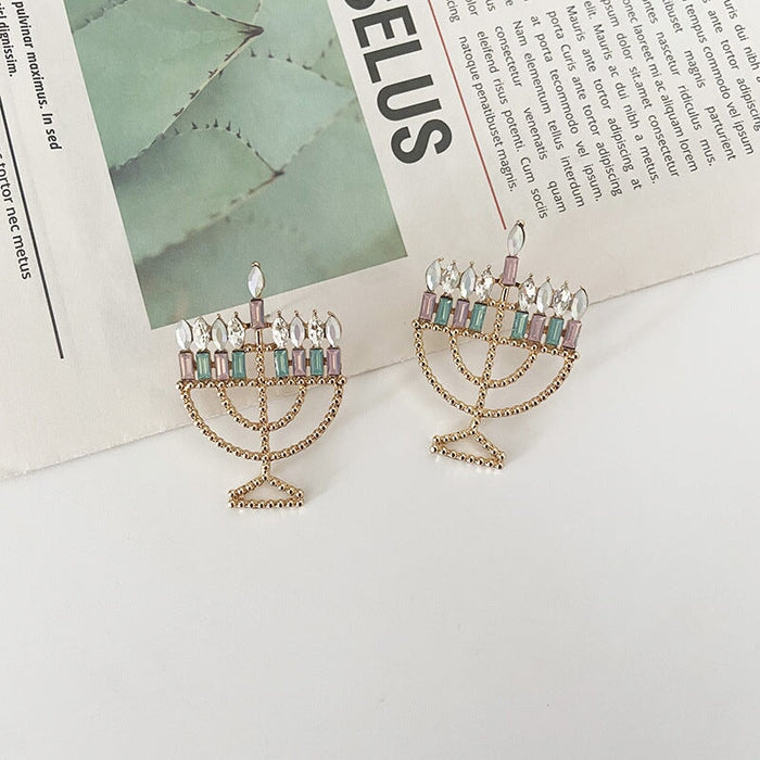 Wholesale diamond cup alloy earrings JDC-ES-LIUM042 Earrings 榴芒 Wholesale Jewelry JoyasDeChina Joyas De China