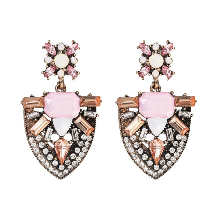 Wholesale diamond gem earrings JDC-ES-LIUM025 Earrings 榴芒 pink Wholesale Jewelry JoyasDeChina Joyas De China