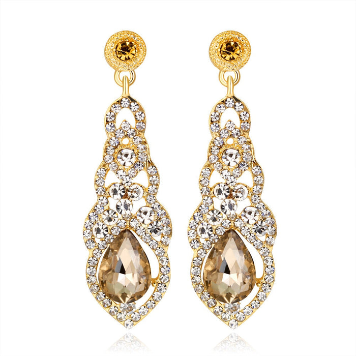 Wholesale diamond-set long alloy earrings JDC-ES-GSDB014 Earrings 丹比华比 gold Wholesale Jewelry JoyasDeChina Joyas De China