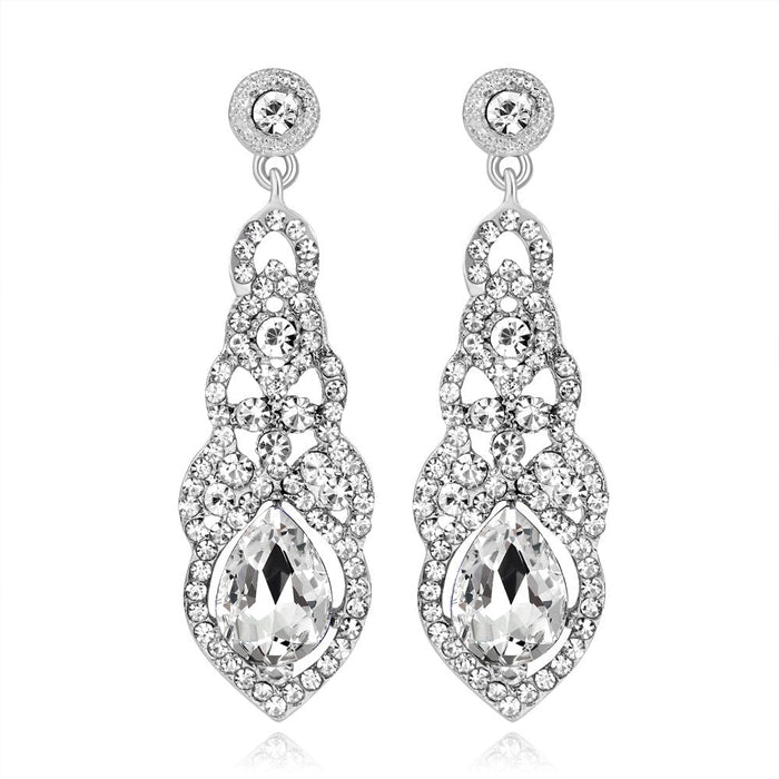 Wholesale diamond-set long alloy earrings JDC-ES-GSDB014 Earrings 丹比华比 white Wholesale Jewelry JoyasDeChina Joyas De China