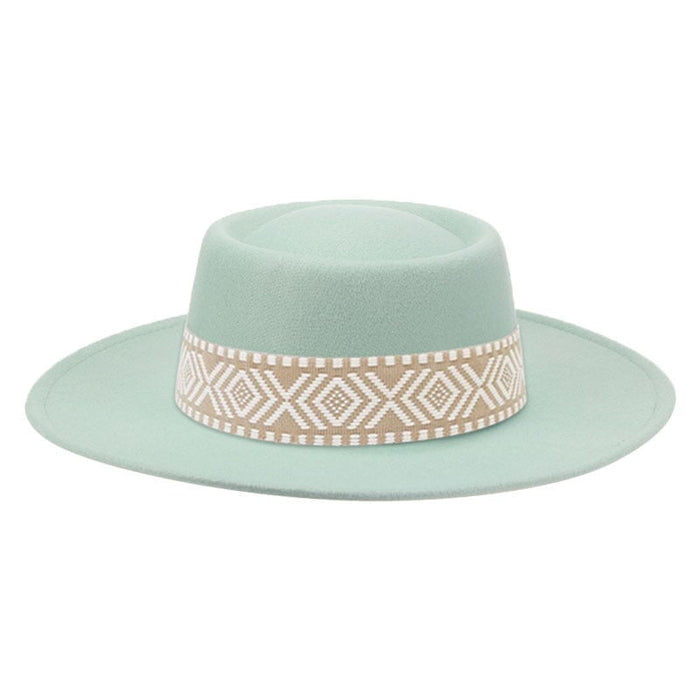 Wholesale Dome Woolen Hat Flat Brim Hat JDC-FH-Guanchuan005 Fashionhat 冠川 light green M(56-58cm) Wholesale Jewelry JoyasDeChina Joyas De China