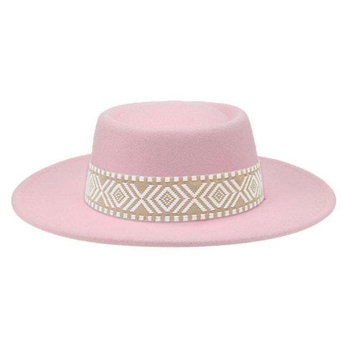 Wholesale Dome Woolen Hat Flat Brim Hat JDC-FH-Guanchuan005 Fashionhat 冠川 Pink M(56-58cm) Wholesale Jewelry JoyasDeChina Joyas De China