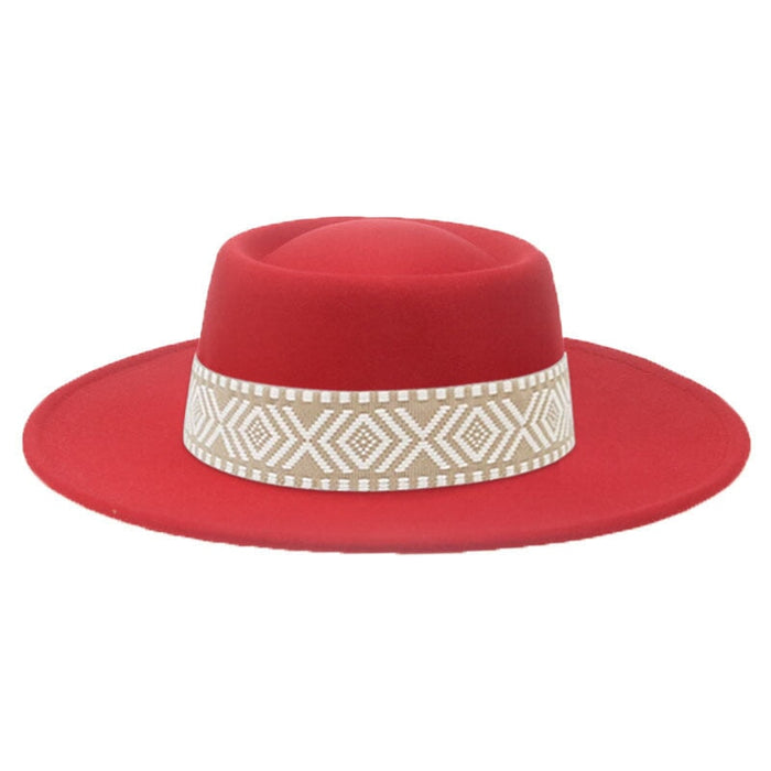 Wholesale Dome Woolen Hat Flat Brim Hat JDC-FH-Guanchuan005 Fashionhat 冠川 red M(56-58cm) Wholesale Jewelry JoyasDeChina Joyas De China