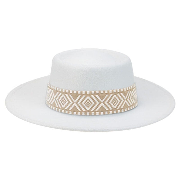 Wholesale Dome Woolen Hat Flat Brim Hat JDC-FH-Guanchuan005 Fashionhat 冠川 White M(56-58cm) Wholesale Jewelry JoyasDeChina Joyas De China